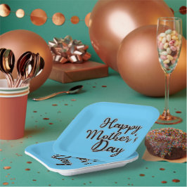 Happy Mütter Day Blue Paper Plate Pappteller