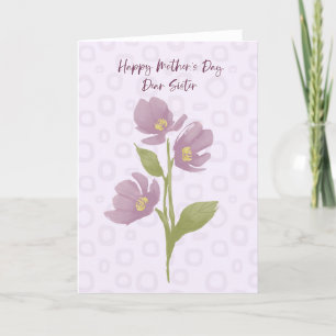 Happy Mütter Day Liebe Schwester violette Blumen Dankeskarte