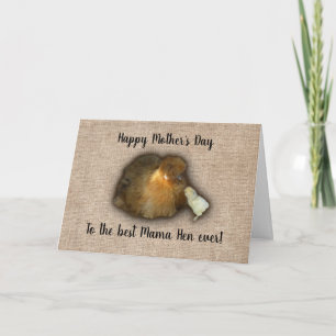 Happy Mütter Day Mama Hen Chick Burlap Karte