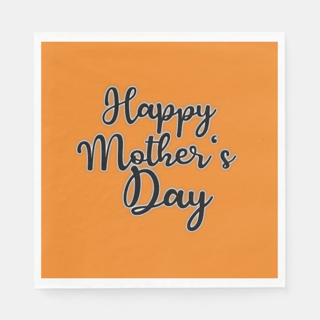 Happy Mütter Day Orange Napkin Serviette (Vorderseite)
