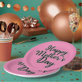 Happy Mütter Day Pink Paper Plate Pappteller