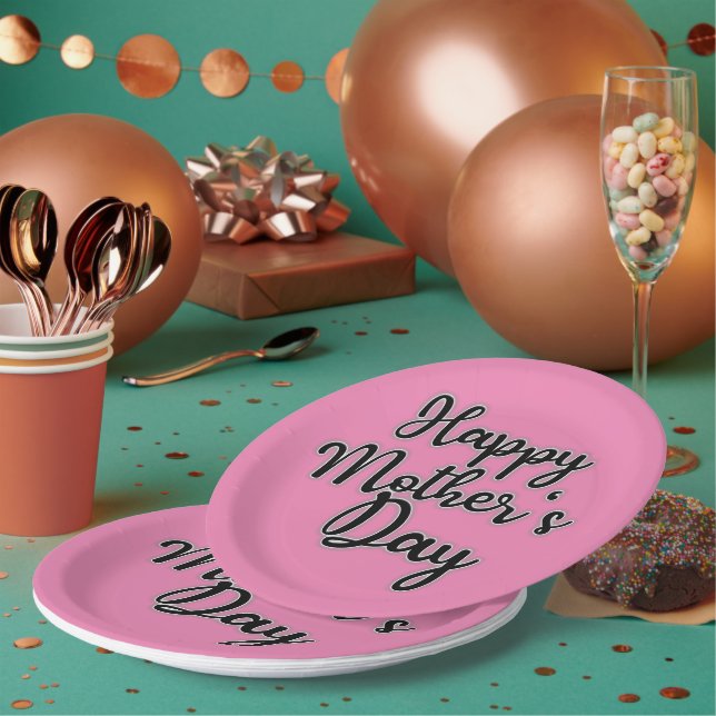 Happy Mütter Day Pink Paper Plate Pappteller (Multi)