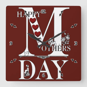 Happy Mütter Day Wall Clock Quadratische Wanduhr