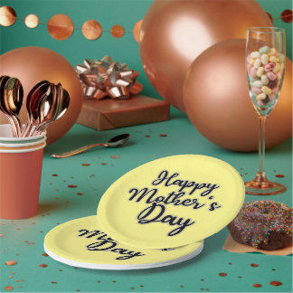 Happy Mütter Tag Gelbe Papierplatte Pappteller
