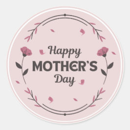 Happy Mütter Tag leicht rosa Runder Aufkleber