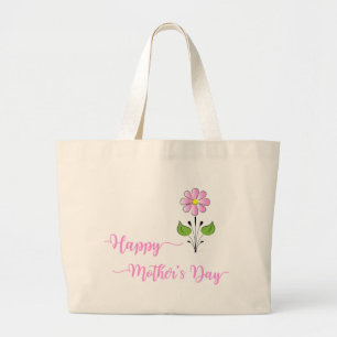 Happy-Mütter-Tag mit rosa-Blume Jumbo Stoffbeutel