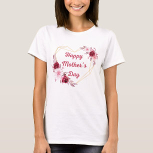 Happy Mütter Tag rot Gold florale chic stilvoll T-Shirt