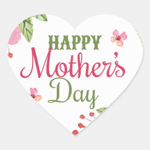 Happy Mutter Tag Vintage Blume Bouquet Rahmen Herz-Aufkleber