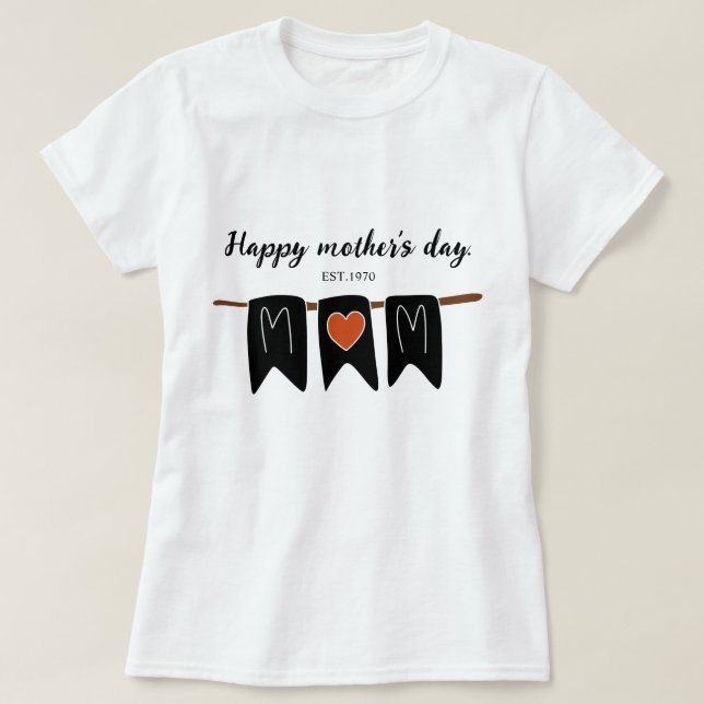 Happy Mutter's day l Modern Heart l Mama l Black T-Shirt (Design vorne)