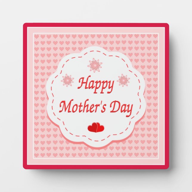 "HAPPY MUTTER'S DAY" PINK HEARTS FOTOPLATTE (Vorderseite)