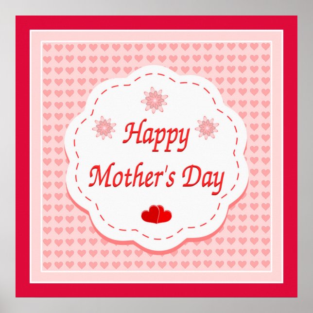 "HAPPY MUTTER'S DAY" PINK HEARTS POSTER (Vorne)
