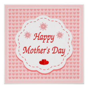 "HAPPY MUTTER'S DAY" PINK HEARTS POSTER