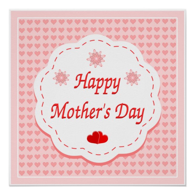 "HAPPY MUTTER'S DAY" PINK HEARTS POSTER (Vorderseite)