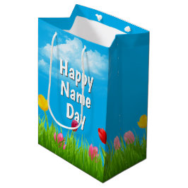 Happy Name Day Tulips Mittlere Geschenktasche Geschenktüte