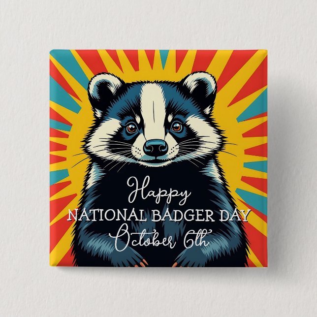 Happy National Badger Day - 6. Oktober Button (Vorderseite)