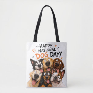 Happy National Dog Day Tragetasche Süßer Lustige