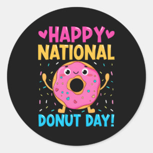 Happy National Donuts Day Backbaker Runder Aufkleber