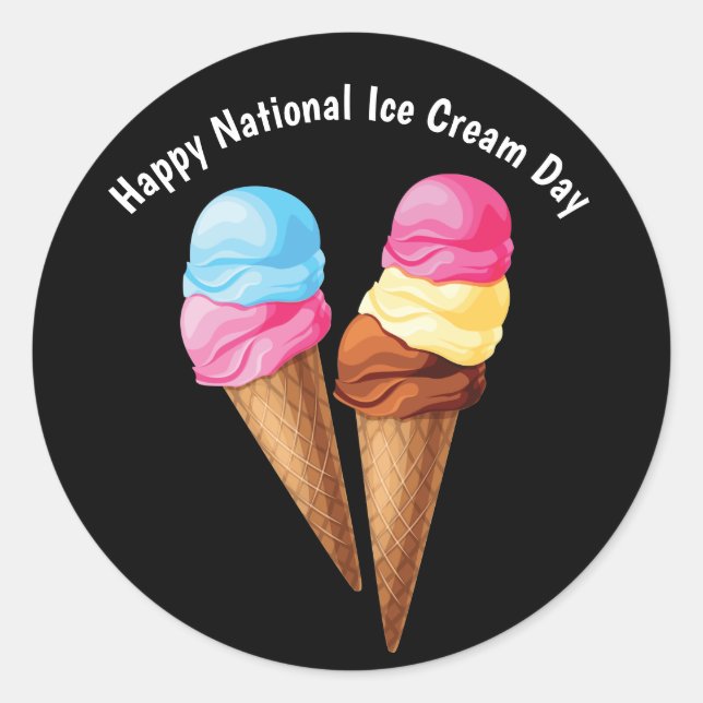 Happy National Ice Cream Day Runder Aufkleber (Vorderseite)