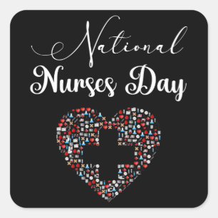Happy National Nurses Day - 12. Mai 2021 Quadratischer Aufkleber