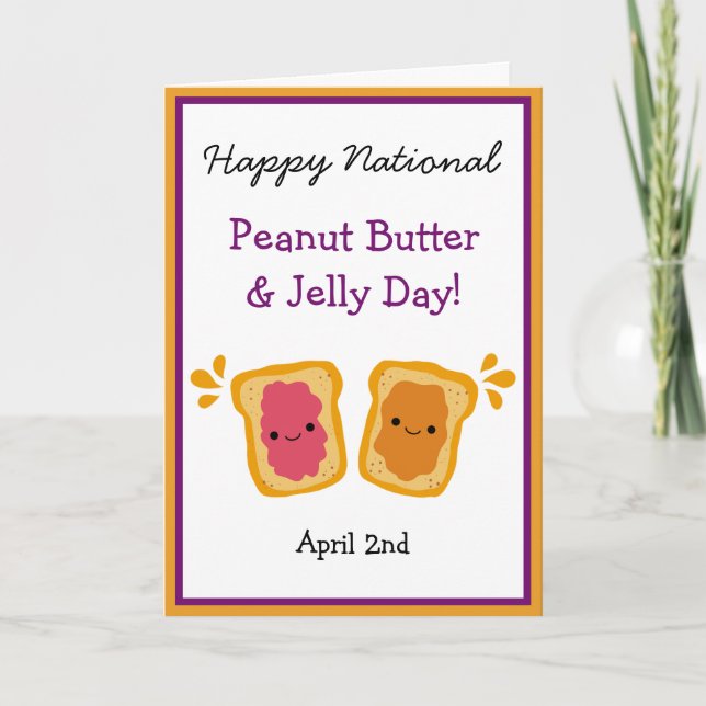 Happy National Peanut Butter & Jelly Day Niedlich  Karte (Vorderseite)