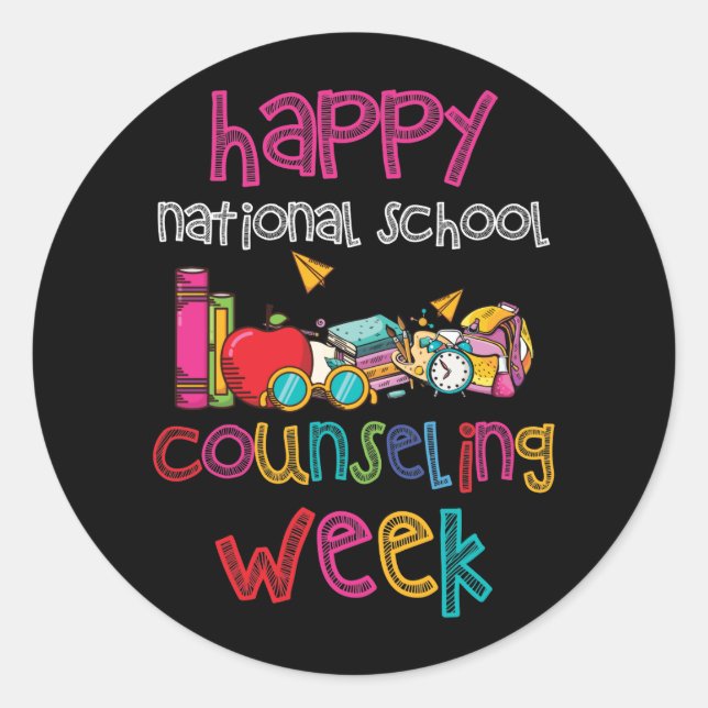 Happy National School Counseling Week School Runder Aufkleber (Vorderseite)