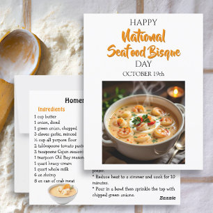 Happy National Seafood Bisque Day Recipe Card Postkarte
