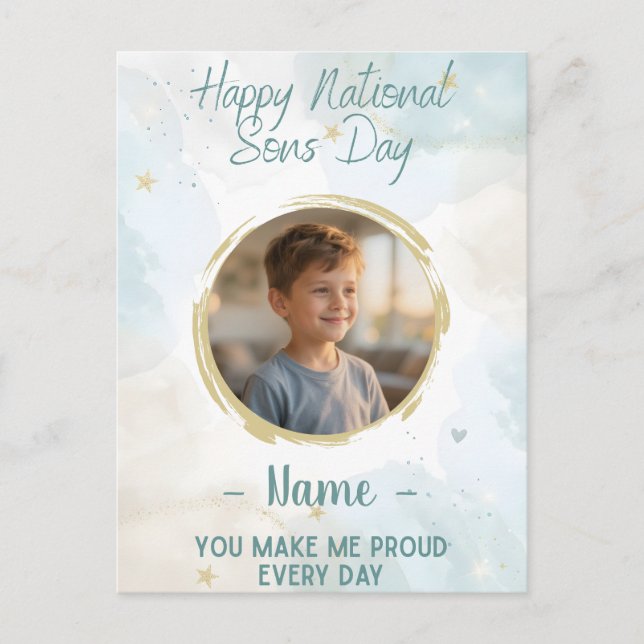 Happy National Sons Day Card - Celebrate Your Son Postkarte (Vorderseite)