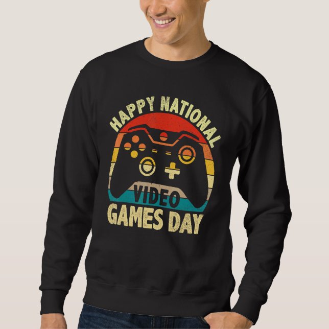 Happy National Video Games Day 8. Juli Retro Cont Sweatshirt (Vorderseite)