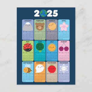Happy Nature Kawaii 2025 Kalender Postkarte