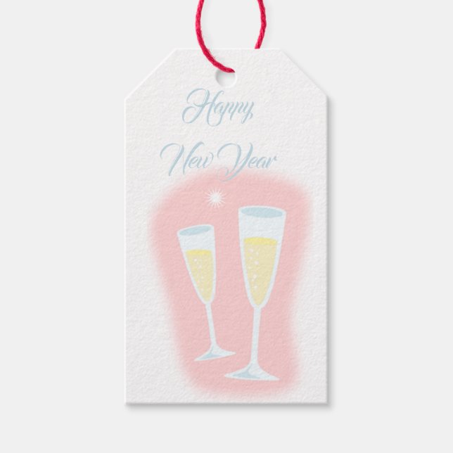 Happy neuer Champagner Geschenkanhänger (Vorderseite)
