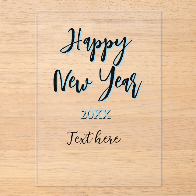 Happy neues Jahr blau schwarz kalt schlicht Jahr s Acryleinladungen (Vorderseite)