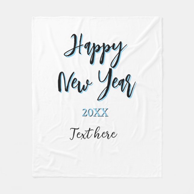 Happy neues Jahr blau schwarz kalt schlicht Jahr s Fleecedecke (Vorderseite)