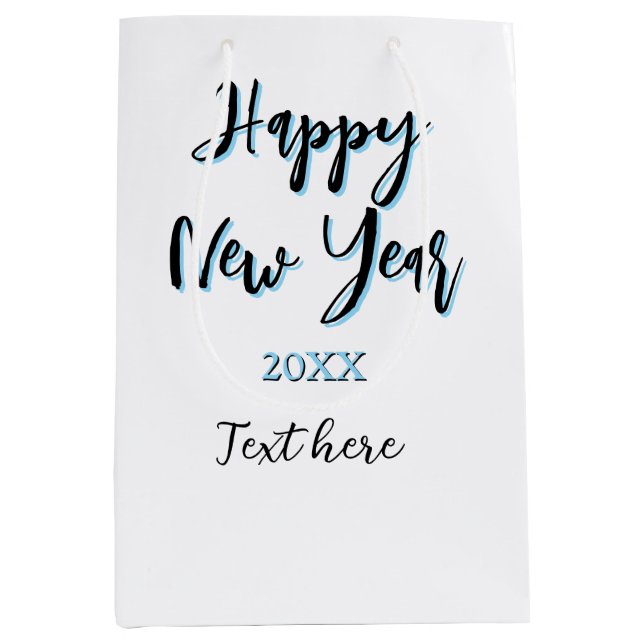 Happy neues Jahr blau schwarz kalt schlicht Jahr s Mittlere Geschenktüte (Vorderseite)