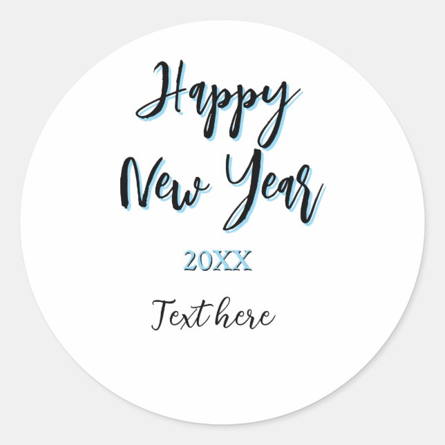 Happy neues Jahr blau schwarz kalt schlicht Jahr s Runder Aufkleber (Vorderseite)