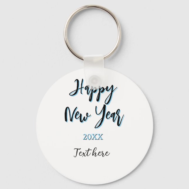 Happy neues Jahr blau schwarz kalt schlicht Jahr s Schlüsselanhänger (Vorderseite)