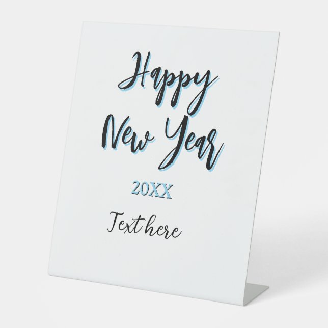 Happy neues Jahr blau schwarz kalt schlicht Jahr s Sockelschild (Vorderseite)