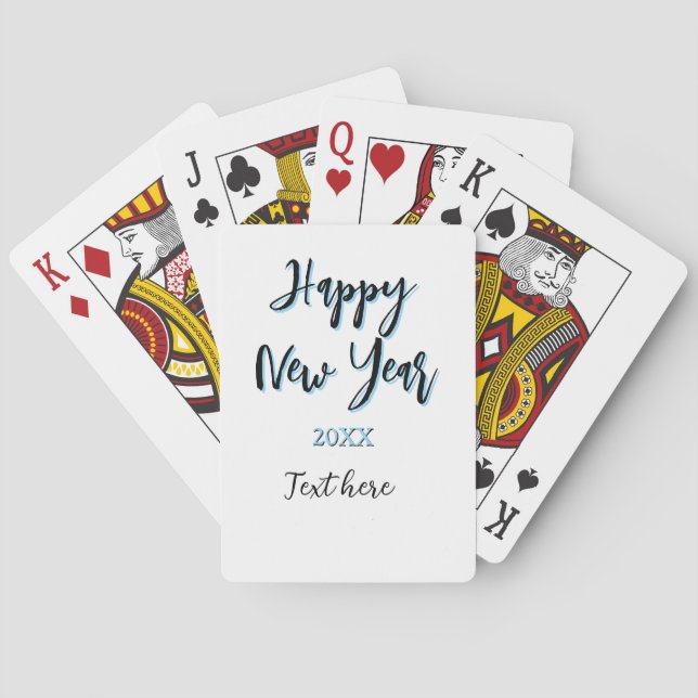 Happy neues Jahr blau schwarz kalt schlicht Jahr s Spielkarten (Rückseite)