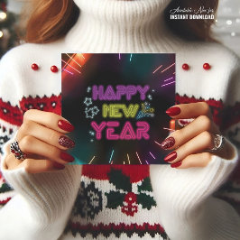 Happy neues Jahr elegant neon schwarze CARD Karte