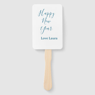Happy neues Jahr hinzufügen Name Liebe blau schlic Fächer