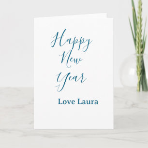 Happy neues Jahr hinzufügen Name Liebe blau schlic Karte