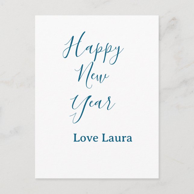 Happy neues Jahr hinzufügen Name Liebe blau schlic Postkarte (Vorderseite)