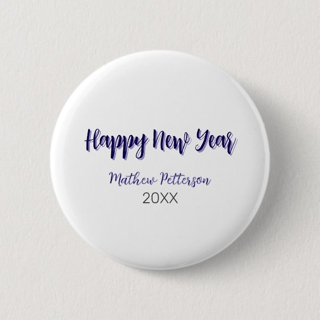 Happy neues Jahr lila schwarz hinzufügen Jahr einf Button (Vorderseite)