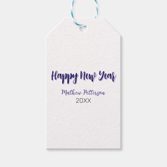 Happy neues Jahr lila schwarz hinzufügen Jahr einf Geschenkanhänger (Vorderseite)