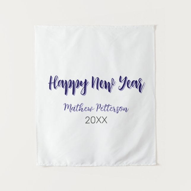 Happy neues Jahr lila schwarz hinzufügen Jahr einf Wandteppich (Vorderseite)