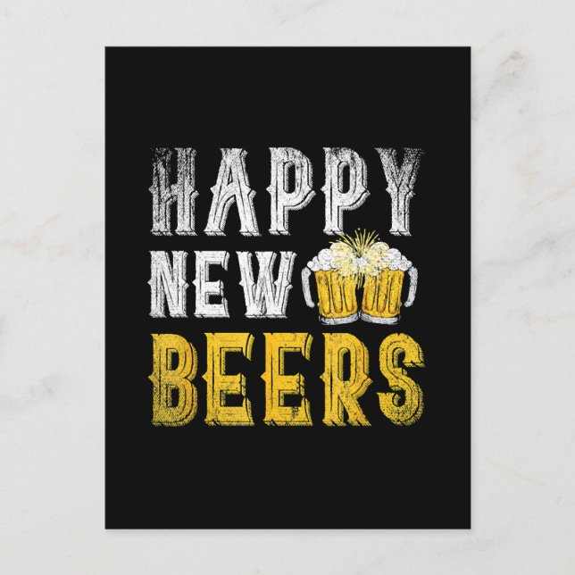 Happy New Beers Party Postkarte (Vorderseite)