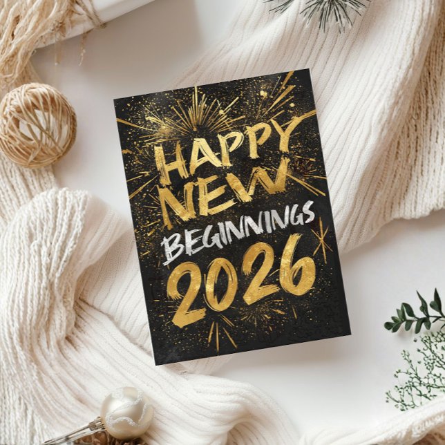 Happy new beginnings 2026 card karte (Von Creator hochgeladen)