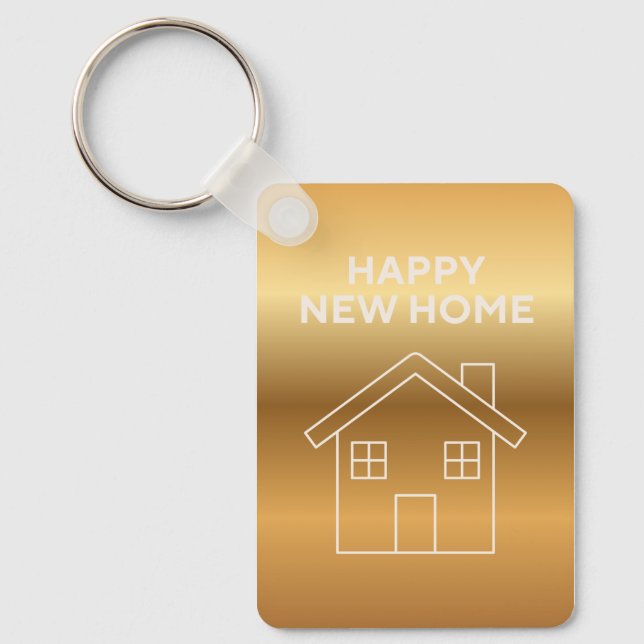 Happy New Home - Gold Gradient background  Schlüsselanhänger (Vorderseite)