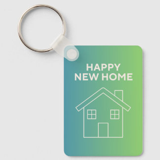Happy New Home with Green Gradient Background Schlüsselanhänger