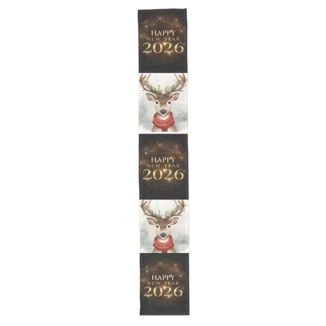 Happy New Year 16" X 108" Table Runner Großer Tischläufer (Vorderseite)