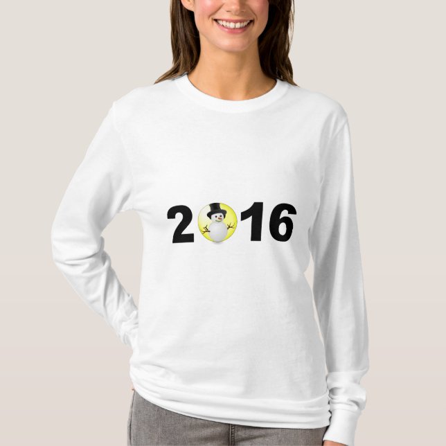 Happy New Year 2016 Funny Sweet Winter Snow T-Shirt (Vorderseite)
